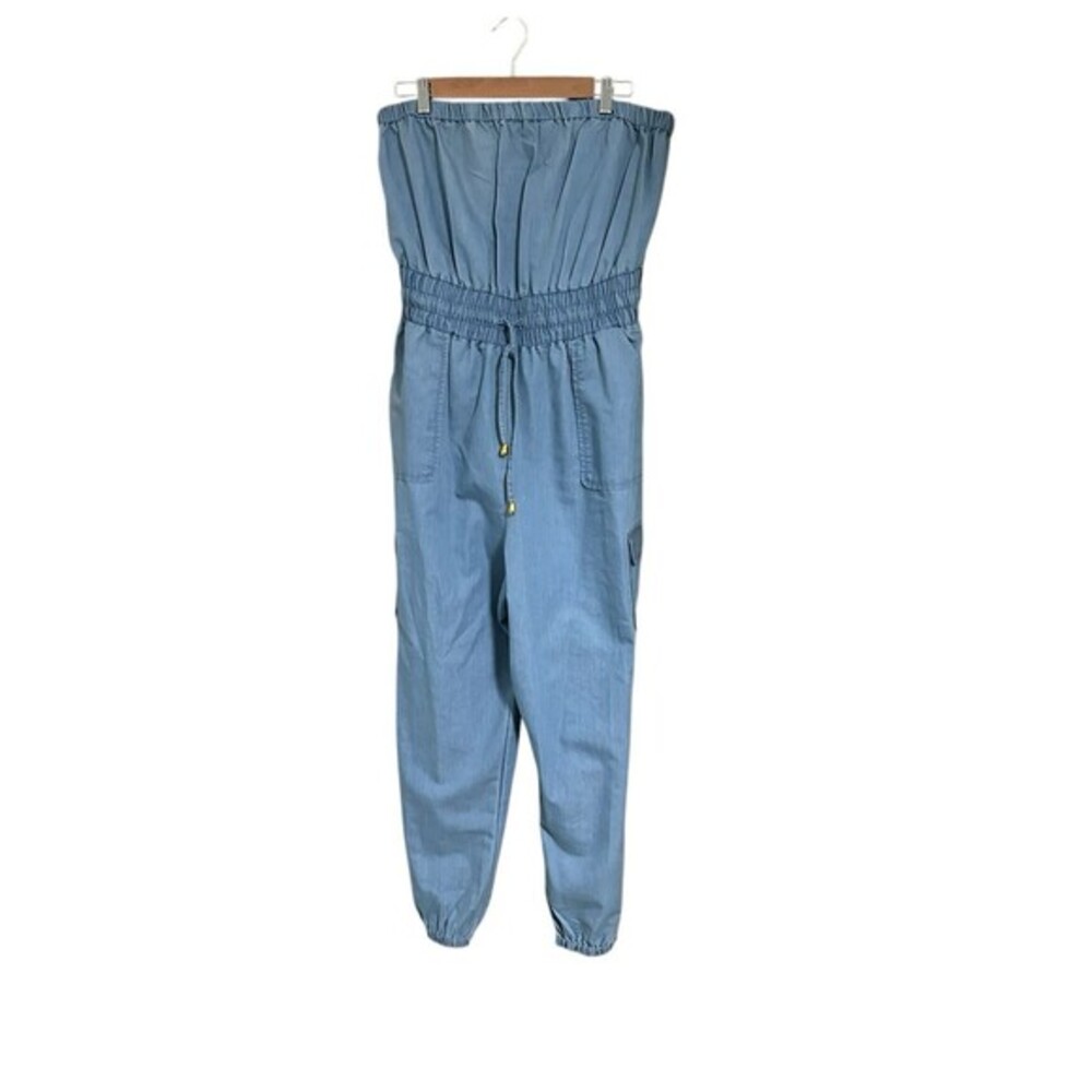 Blush VINTAGE STYLE 70'S Strapless  JUMPSUIT XL Cargo Pockets Streetwear‎
